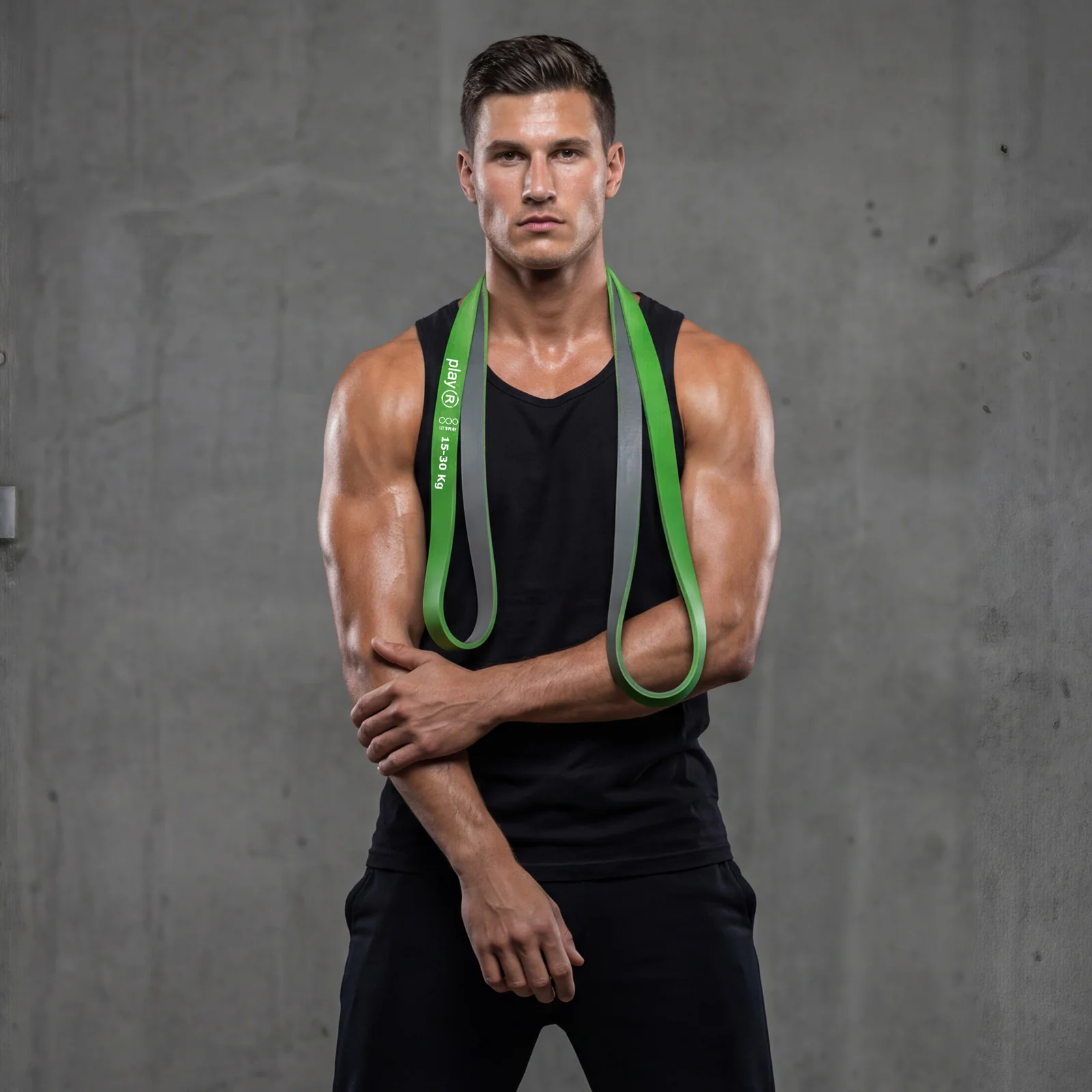 Resistance Band Dual Green Grey color 15-30 Kg - Pack of 1 2 Resistance Band Dual Green Grey color 15-30 Kg - Pack of 1 - Image 2