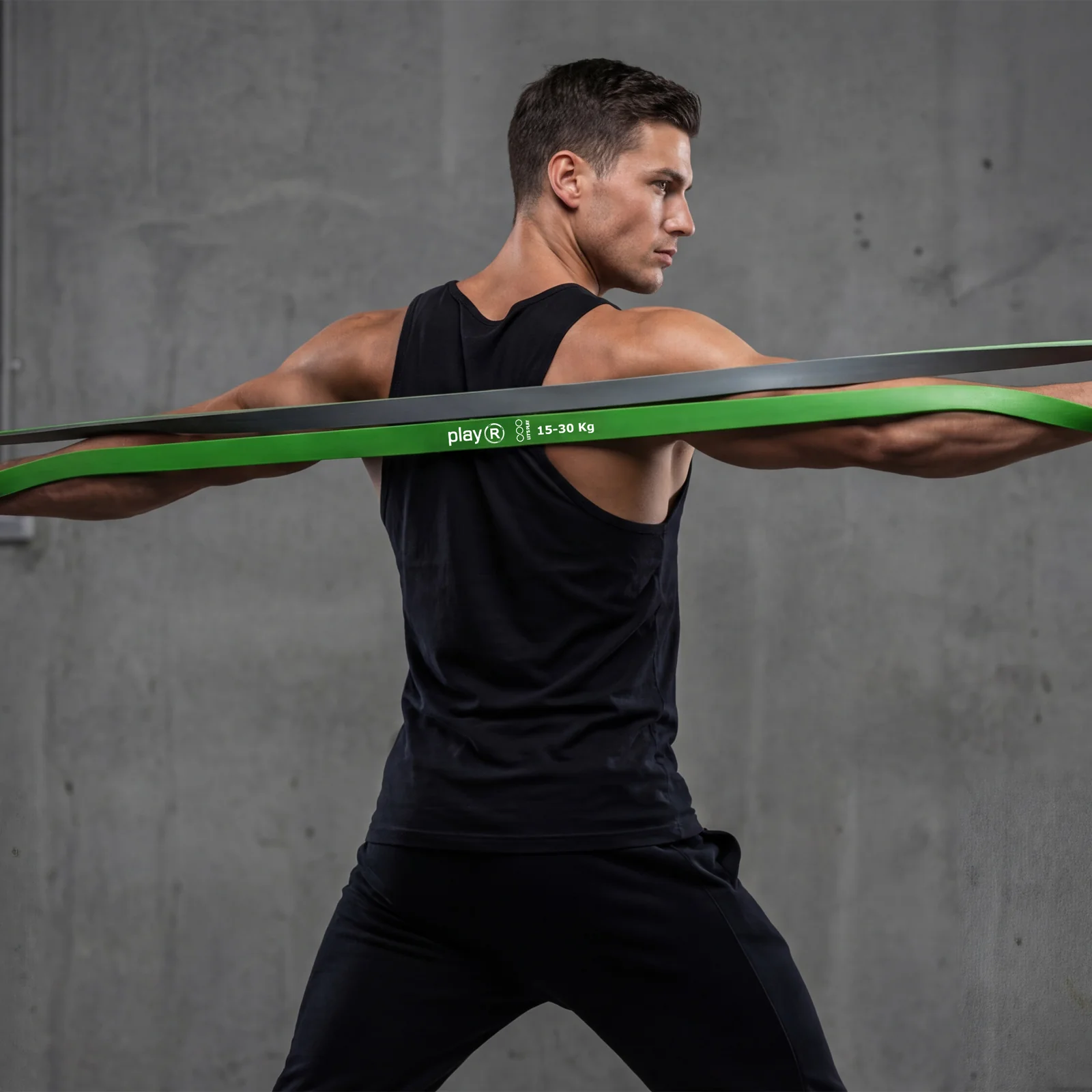 Resistance Band Dual Green Grey color 15-30 Kg - Pack of 1 3 Resistance Band Dual Green Grey color 15-30 Kg - Pack of 1 - Image 3