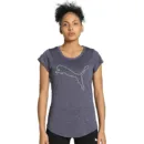 PUMA Performance Heather Cat Women's Training Tee with dryCELL technology and flatlock stitching.