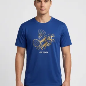 Yonex India Open 2026 Special Edition Round Neck T-Shirt in Navy/White with India Open branding.