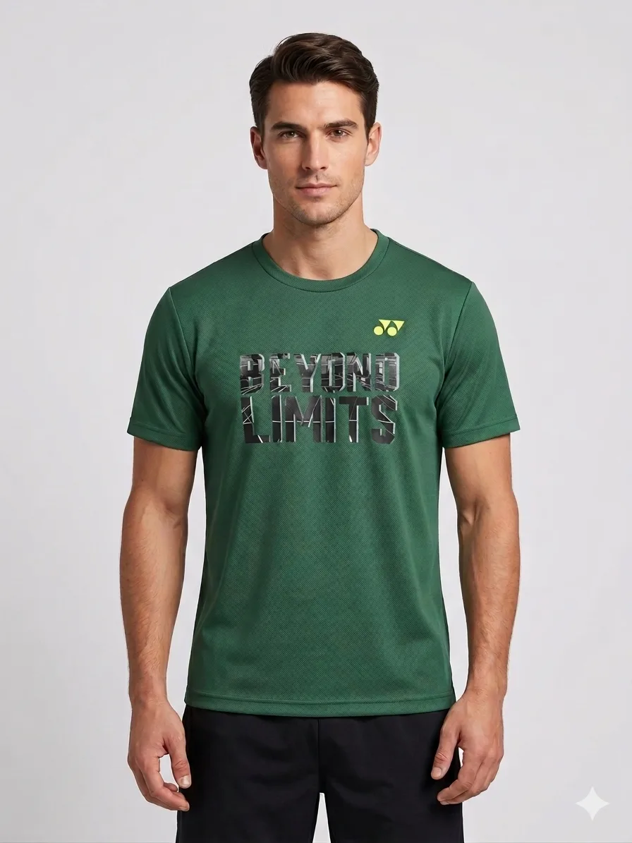 Yonex Comfort Club 7 Round Neck T-Shirt – Performance Honeycomb Mesh (RM-S092-2673) 1 Yonex RM-S092-2673-CC7-23 Men's Round Neck T-Shirt in Surf the Web blue with TruBreeze branding.