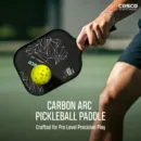Cosco Carbon Arc Pickleball Paddle in Black with 16mm carbon friction surface and premium grip.