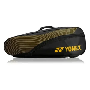 Yonex Sunr 24035 BTS kitbag in Black/Blue, highlighting the 3D molded shape and padded backpack straps