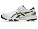 ASICS Speed Menace FF in White and Shocking Orange, showing the 4/6 stud configuration and the supportive DUOMAX midsole.