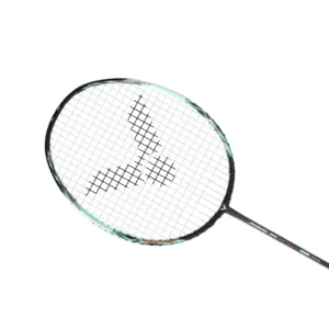 Victor Auraspeed 90K Metallic in Pale Turquoise with metallic carbon shaft and classic wooden handle.