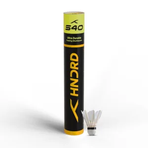 Tube of 12 Hundred S40 feather shuttlecocks with the signature blue and silver packaging.
