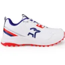 Kookaburra Pro 2.0 in White/Red, showing the multi-directional rubber stud pattern and padded Q-LOCK tongue.