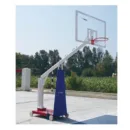 Vinex Movable Club Basketball System in white, showcasing the 5-inch steel pole, transparent acrylic backboard, and protective foam padding.