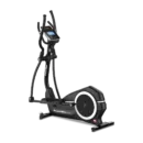 PowerMax EC-900 Semi-Commercial Elliptical Trainer in silver and black, showcasing the heavy-duty frame, rear-drive flywheel, and large LCD console.