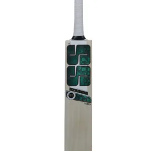 SS Master 1000 English Willow Cricket Bat with embossed chrome stickers and black/aqua grip.