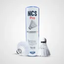 Victor NCS Pro Hybrid Shuttlecocks in a 6-pack tube featuring carbon fiber stems and foam feathers.