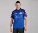 Mumbai Indians Official Fan Jersey 2026 for Men in deep blue with gold wave patterns and repeating M motif.