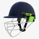 DSC Edge Pro Cricket Helmet in Navy, showcasing the matte cloth cover, steel grill, and aerodynamic side vents