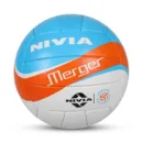 Nivia Merger VFI Standard Volleyball in Yellow/Blue with 12-panel microfiber PU construction.