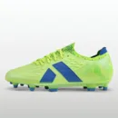 Nivia Aura Football Stud Shoes highlighting the premium textured fusion-knit upper, off-center lacing matrix, and high-shear TPU agility stud plate config.