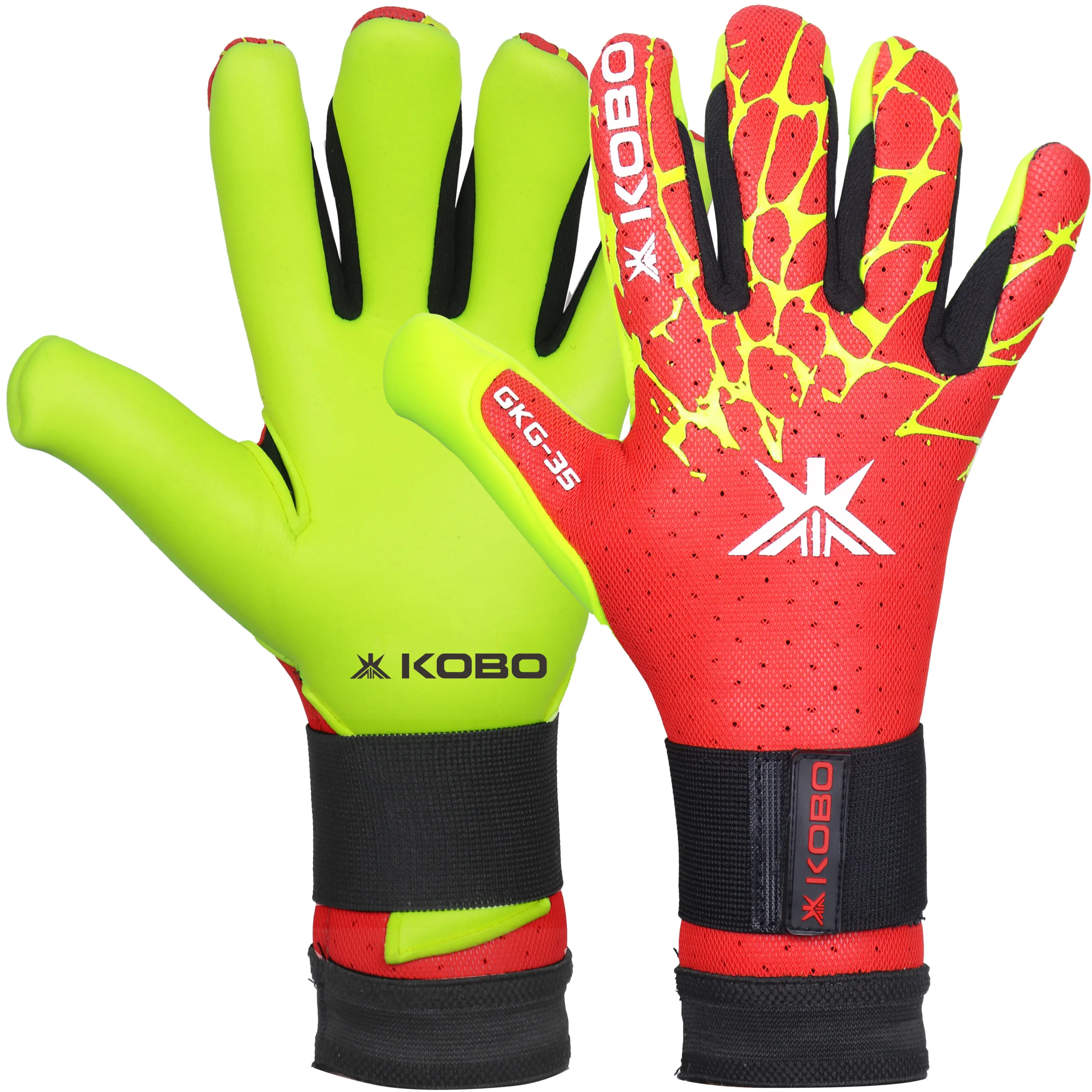 Kobo GKG-35 Football Goal Keeper Gloves 1 KOBO GKG-35 Football Goal Keeper Gloves KOBO Goalkeeper Gloves for Football Premium KOBO Latex Grip Goalkeeping Gloves KOBO Football Gloves with Wrist Support KOBO Soccer Goal Keeper Gloves