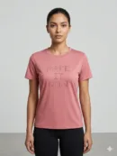 LAASA 2625 Women's Workout T-Shirt in a sleek athletic cut, showcasing the lightweight breathable fabric matrix, flatlock stitching, and subtle reflective brand logo.