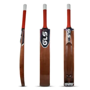 GLS Destroyer Walnut Scoop Cricket Bat highlighting its deep aerodynamic back scoops, rich dark walnut PU finish, and thick 50mm double-blade profile.