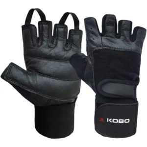KOBO WTG-02 Gym Gloves with Wrist Support KOBO Weight Lifting Gym Gloves Premium KOBO Leather Gym Gloves KOBO Workout Gloves with Wrist Support Anti Slip KOBO Fitness Gloves