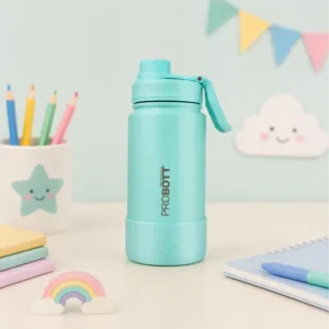 Probott Class 360ml Kids Flask Bottle Greenish Blue Probott Stainless Steel Water Bottle for Kids Vacuum Insulated School Water Bottle Leak Proof Kids Flask Bottle Probott 360ml Thermos Bottle