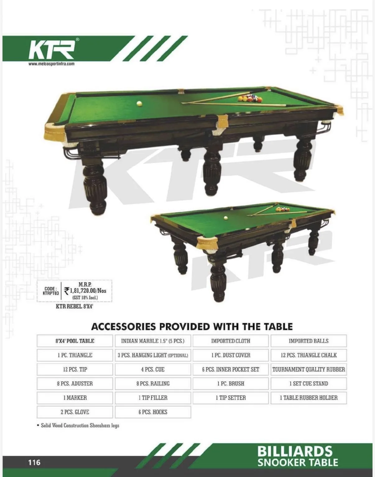 KTR Rebel 8x4 Snooker Table 3 KTR Rebel 8x4 Snooker Table - Image 3