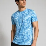Sportiff Fit Gear Grid Force Men's T-Shirt | 100% Polyester | Round Neck | Moisture-Wicking | Grid Texture Fabric | S–XXL | Multiple Colours | Training & Gym - ROYAL BLUE