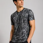Sportiff Fit Gear Grid Force Men's T-Shirt | 100% Polyester | Round Neck | Moisture-Wicking | Grid Texture Fabric | S–XXL | Multiple Colours | Training & Gym - BLACK