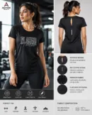 Laasa Women's Workout Tee Style 25105 – 100% Polyester Round Neck Regular Fit Front
