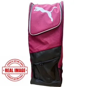 Puma Wheeler Cricket Kit Bag 89cm – Wheeled Duffle Chilli Pepper Black White Side View